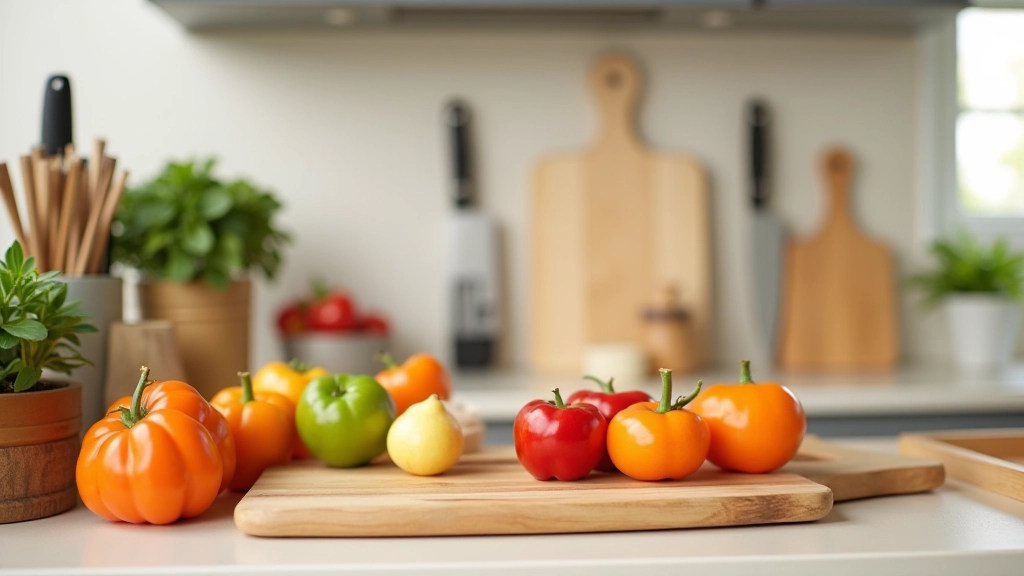 Plan de travail montrant différents ustensiles et outils utiles pour préparer le batch cooking efficacement