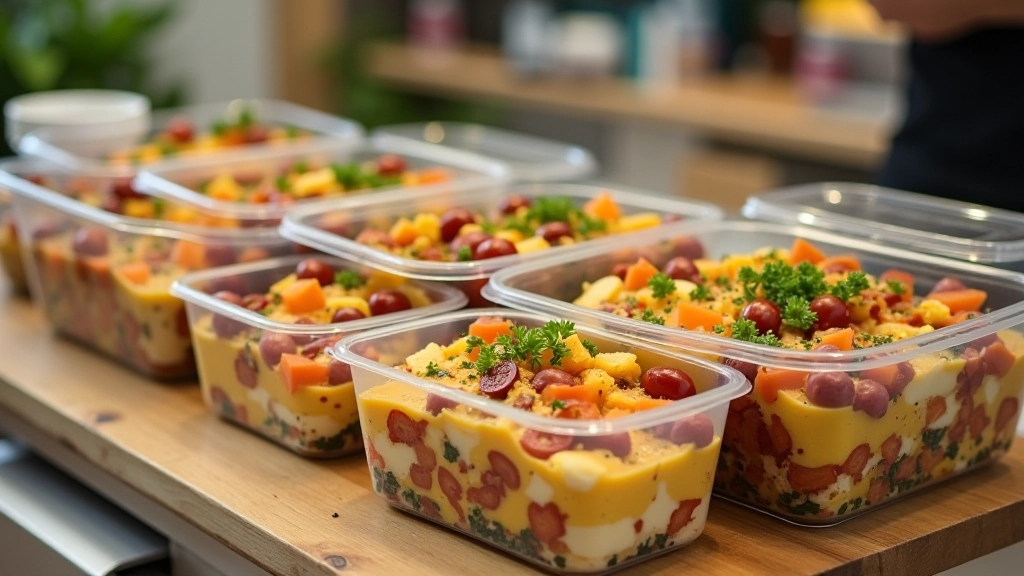 Repas préparés en batch cooking dans des contenants hermétiques