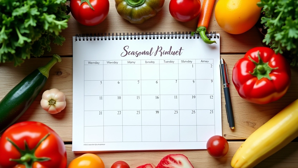 Calendrier saisonnier des fruits et légumes avec dates de récolte annotées