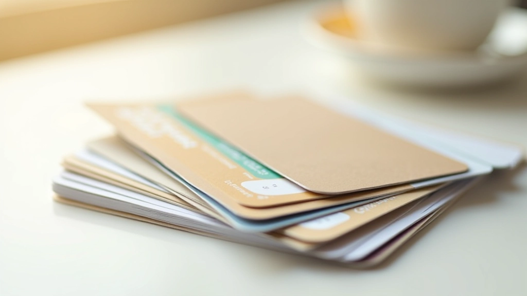 Plusieurs cartes de fidélité empilées avec un prospectus, montrant différents programmes de points