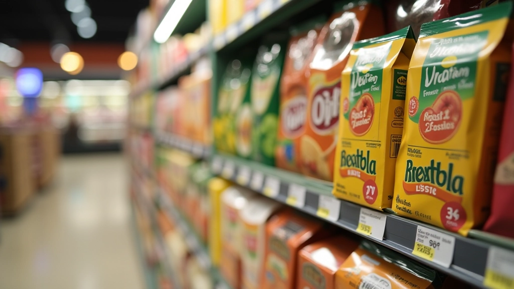 Affichage des prix en magasin avec étiquettes de réduction et logos de cartes fidélité