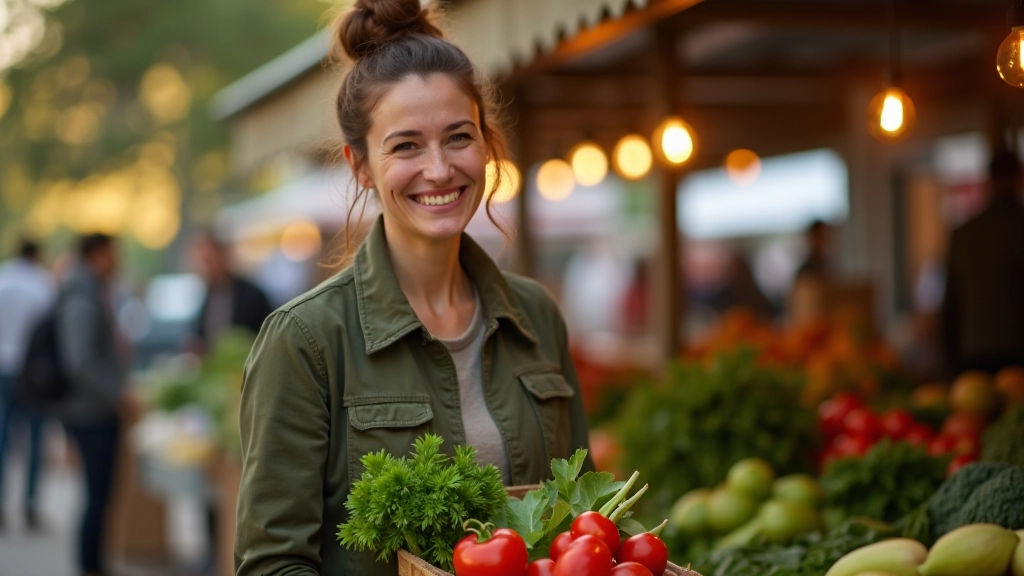 Panier de courses avec fruits et légumes frais du marché local
